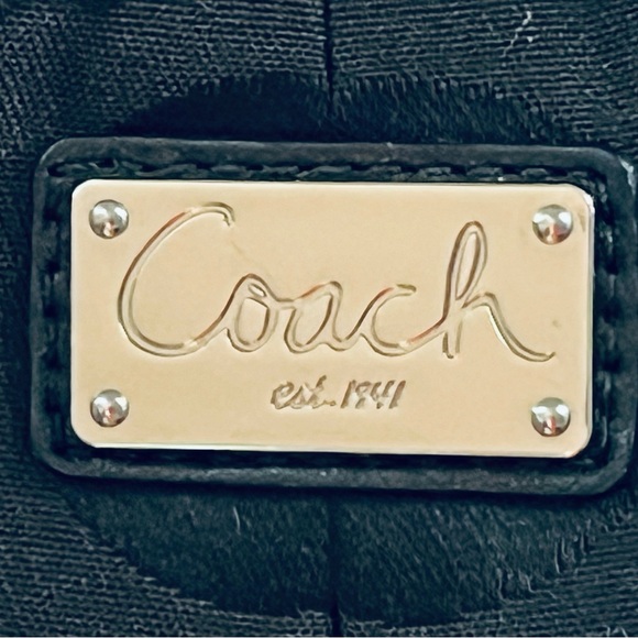 Coach Shoulder / Satchel Bag with handles Black Canvas Leather  - Modern C Logo - Picture 6 of 15
